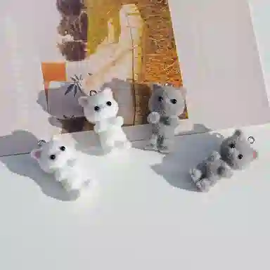 一点潮玩 迷你站立植绒小猫钥匙扣 谷圈挂件