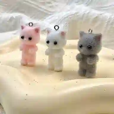 一点潮玩 迷你站立植绒小猫钥匙扣 谷圈挂件