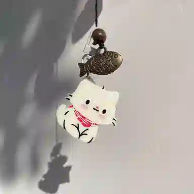 一点潮玩 可爱百搭围巾小猫 钥匙扣背包包配饰  谷圈挂件