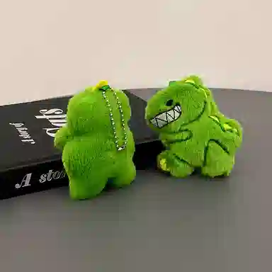 一点潮玩 卡通绿色小恐龙 创意长毛 玩偶 毛绒挂件