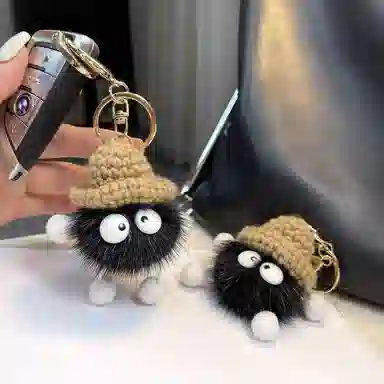 一点潮玩 可爱小煤球 彩虹钥匙扣 玩偶 毛绒挂件