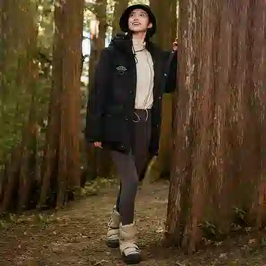 鸭鸭 山系户外系列 时尚韩版休闲中长款连帽外套加厚保暖工装风羽绒服 男女同款