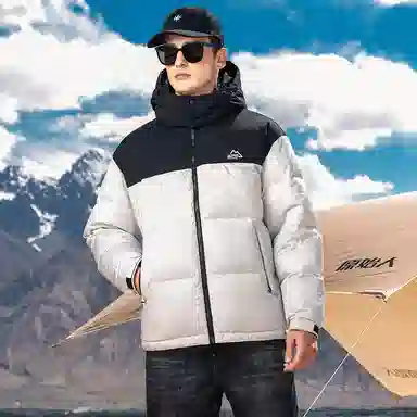 鸭鸭 极寒系列 美式时尚潮流百搭短款可拆卸帽户外运动厚款防风保暖休闲面包羽绒服 男款