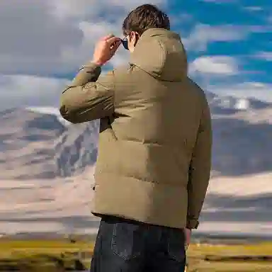 鸭鸭 石墨烯蓄热纯色韩版休闲百搭防寒保暖短款连帽羽绒服 男款