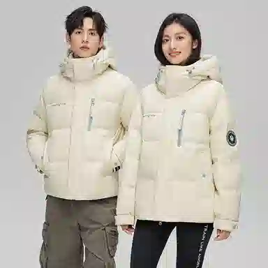 鸭鸭 紫钻系列 中青年时尚韩版潮流百搭短款连帽外套户外运动防风保暖休闲面包羽绒服 男女同款