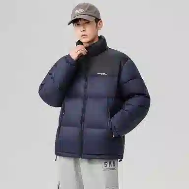 鸭鸭 中青年韩版休闲基础百搭短款立领户外运动加厚保暖暗黑面包羽绒服 男女同款