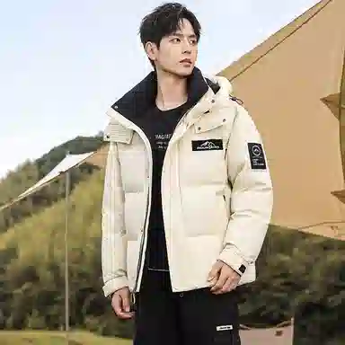 鸭鸭 山系户外极寒面包中青年时尚韩版休闲百搭短款连帽加厚保暖羽绒服 男女同款