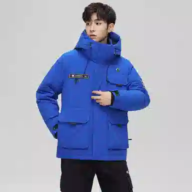 鸭鸭 石墨烯蓄热时尚韩版休闲百搭短款连帽山系户外运动多口袋防寒保暖工装羽绒服 男女同款