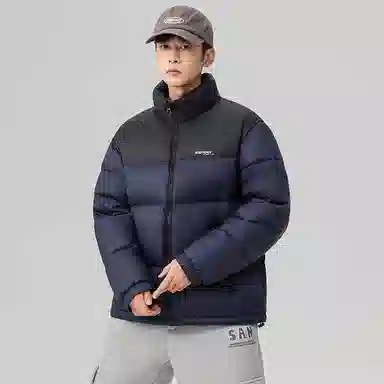 鸭鸭 中青年韩版休闲基础百搭短款立领户外运动加厚保暖暗黑面包羽绒服 男女同款