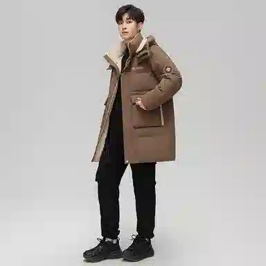 鸭鸭 极寒系列 时尚韩版休闲百搭拆卸连帽冬装外套户外 加厚防寒保暖中长款羽绒服 男女同款