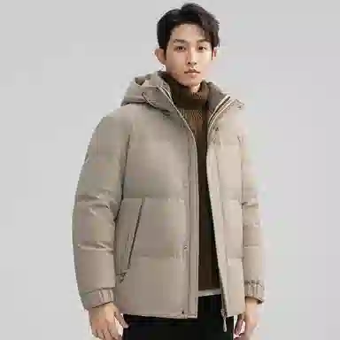 鸭鸭 石墨烯蓄热纯色韩版休闲百搭防寒保暖短款连帽羽绒服 男款