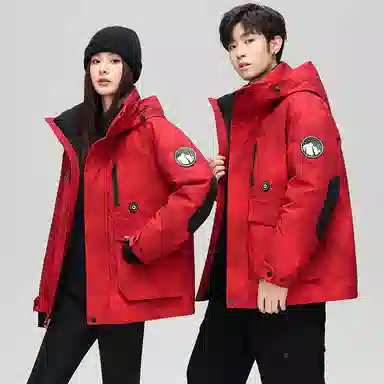 鸭鸭 中长款加厚连帽户外羽绒服 男款