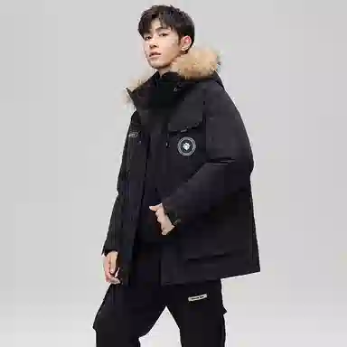 鸭鸭 蓝钻系列 中青年时尚韩版休闲百搭连帽宽松户外运动防寒保暖中长款羽绒服 男女同款