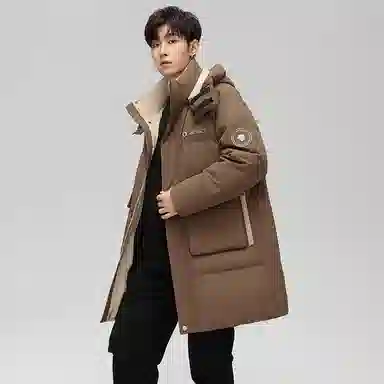 鸭鸭 极寒系列 时尚韩版休闲百搭拆卸连帽冬装外套户外 加厚防寒保暖中长款羽绒服 男女同款