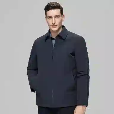 鸭鸭 鹅绒牛奶丝短款翻领爸爸装保暖商务干部装羽绒服 男款