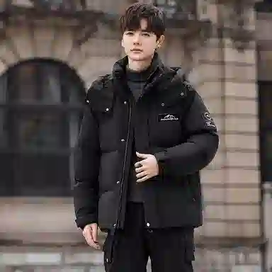 鸭鸭 山系户外极寒面包中青年时尚韩版休闲百搭短款连帽加厚保暖羽绒服 男女同款