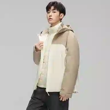 鸭鸭 薄款鹅绒三合一简约韩版休闲短款连帽冬装外套户外运动防风防水保暖冲锋羽绒服 男女同款