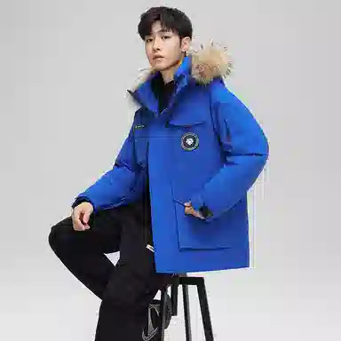 鸭鸭 蓝钻系列 中青年时尚韩版休闲百搭连帽宽松户外运动防寒保暖中长款羽绒服 男女同款