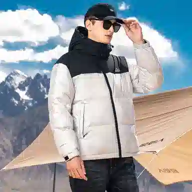 鸭鸭 极寒系列 美式时尚潮流百搭短款可拆卸帽户外运动厚款防风保暖休闲面包羽绒服 男款