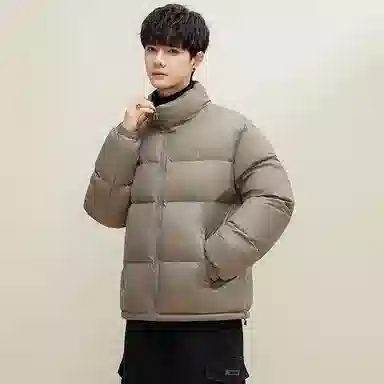 鸭鸭 中青年韩版休闲基础百搭短款立领户外运动加厚保暖暗黑面包羽绒服 男女同款