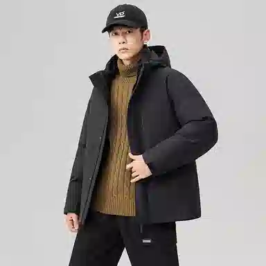 鸭鸭 薄款鹅绒三合一山系户外远足防风保暖短款连帽休闲羽绒服 男女同款