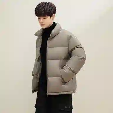 鸭鸭 中青年韩版休闲基础百搭短款立领户外运动加厚保暖暗黑面包羽绒服 男女同款