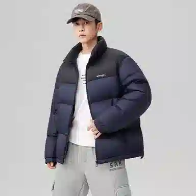 鸭鸭 中青年韩版休闲基础百搭短款立领户外运动加厚保暖暗黑面包羽绒服 男女同款