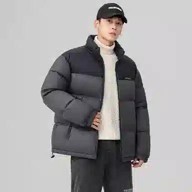 鸭鸭 中青年韩版休闲基础百搭短款立领户外运动加厚保暖暗黑面包羽绒服 男女同款