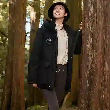 鸭鸭 山系户外系列 时尚韩版休闲中长款连帽外套加厚保暖工装风羽绒服 男女同款