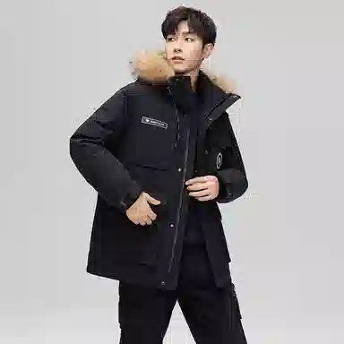 鸭鸭 蓝钻系列 中青年时尚韩版休闲百搭连帽宽松户外运动防寒保暖中长款羽绒服 男女同款