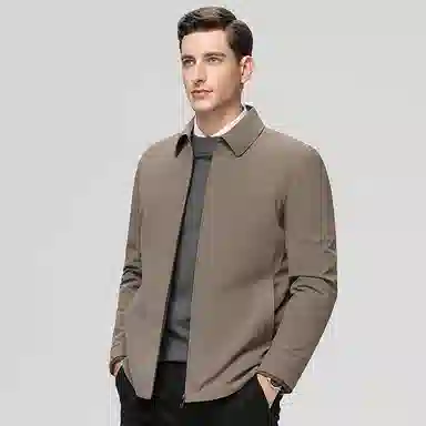 鸭鸭 鹅绒牛奶丝短款翻领爸爸装保暖商务干部装羽绒服 男款