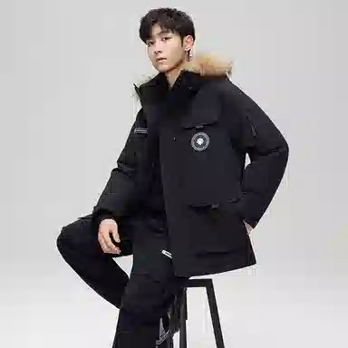 鸭鸭 蓝钻系列 中青年时尚韩版休闲百搭连帽宽松户外运动防寒保暖中长款羽绒服 男女同款