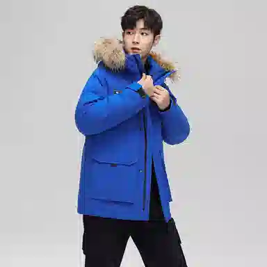 鸭鸭 蓝钻系列 中青年时尚韩版休闲百搭连帽宽松户外运动防寒保暖中长款羽绒服 男女同款