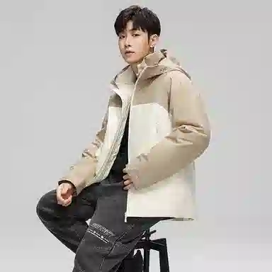 鸭鸭 薄款鹅绒三合一简约韩版休闲短款连帽冬装外套户外运动防风防水保暖冲锋羽绒服 男女同款