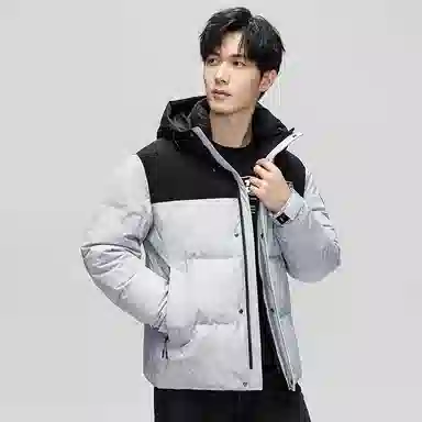 鸭鸭 中青年时尚韩版潮流中国风短款连帽外套山系户外运动休闲加厚保暖迷彩面包羽绒服 男女同款