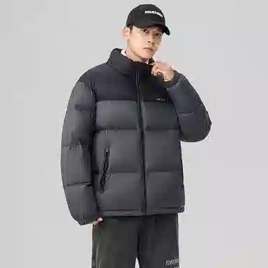 鸭鸭 中青年韩版休闲基础百搭短款立领户外运动加厚保暖暗黑面包羽绒服 男女同款