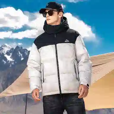 鸭鸭 极寒系列 美式时尚潮流百搭短款可拆卸帽户外运动厚款防风保暖休闲面包羽绒服 男款