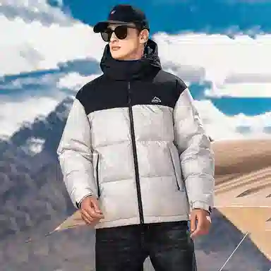 鸭鸭 极寒系列 美式时尚潮流百搭短款可拆卸帽户外运动厚款防风保暖休闲面包羽绒服 男款