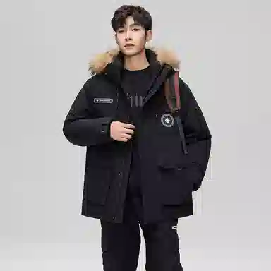 鸭鸭 蓝钻系列 中青年时尚韩版休闲百搭连帽宽松户外运动防寒保暖中长款羽绒服 男女同款