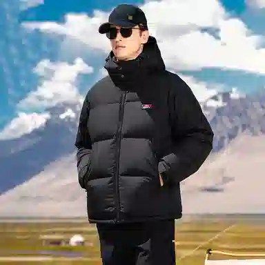 鸭鸭 极寒系列 美式时尚潮流百搭短款可拆卸帽户外运动厚款防风保暖休闲面包羽绒服 男款