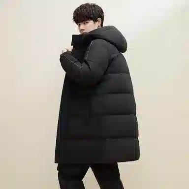 鸭鸭 石墨烯蓄热极寒系列中青年韩版休闲基础百搭连帽户外运动加厚保暖中长款羽绒服 男款