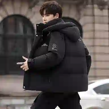 鸭鸭 山系户外极寒面包中青年时尚韩版休闲百搭短款连帽加厚保暖羽绒服 男女同款