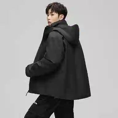 鸭鸭 薄款鹅绒三合一简约韩版休闲短款连帽冬装外套户外运动防风防水保暖冲锋羽绒服 男女同款