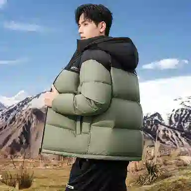 鸭鸭 户外极寒尚韩版休闲百搭拼色短款外套运动保暖可拆卸面包羽绒服 男女同款