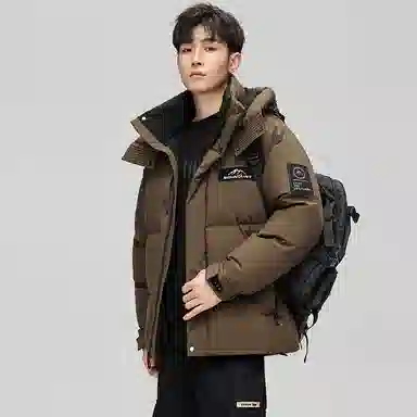 鸭鸭 极寒系列 时尚韩版潮流短款连帽山系户外运动加厚保暖面包羽绒服 男女同款
