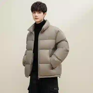 鸭鸭 中青年韩版休闲基础百搭短款立领户外运动加厚保暖暗黑面包羽绒服 男女同款