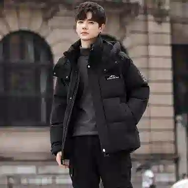 鸭鸭 山系户外极寒面包中青年时尚韩版休闲百搭短款连帽加厚保暖羽绒服 男女同款