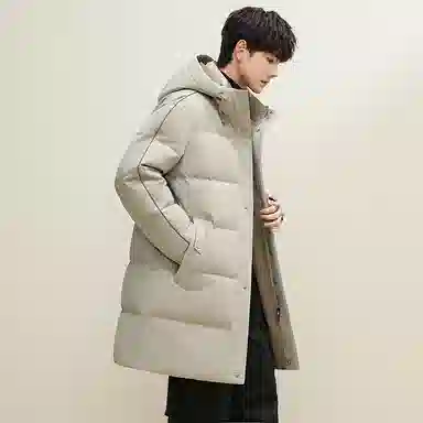 鸭鸭 石墨烯蓄热极寒系列中青年韩版休闲基础百搭连帽户外运动加厚保暖中长款羽绒服 男款