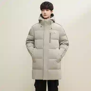 鸭鸭 石墨烯蓄热极寒系列中青年韩版休闲基础百搭连帽户外运动加厚保暖中长款羽绒服 男款