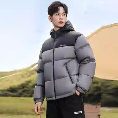 鸭鸭 时尚运动系列 韩版休闲短款连帽外套户外防寒保暖基础款面包羽绒服 通用